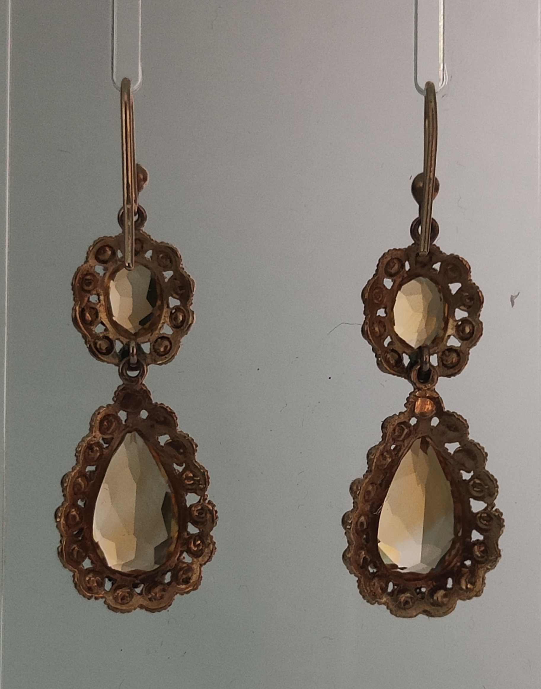 GEORGIAN c1820 15ct GOLD NATURAL CITRINE DOUBLE DROP EAR PENDANTS/ EARRINGS - Image 4