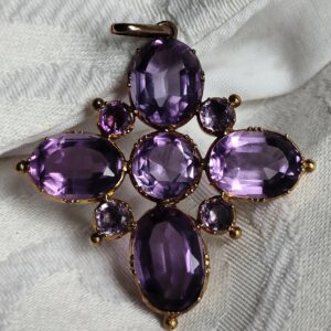 Georgian c1800-1820 Amethyst & Yellow Gold Maltese Cross Cruciform Pendant Antique