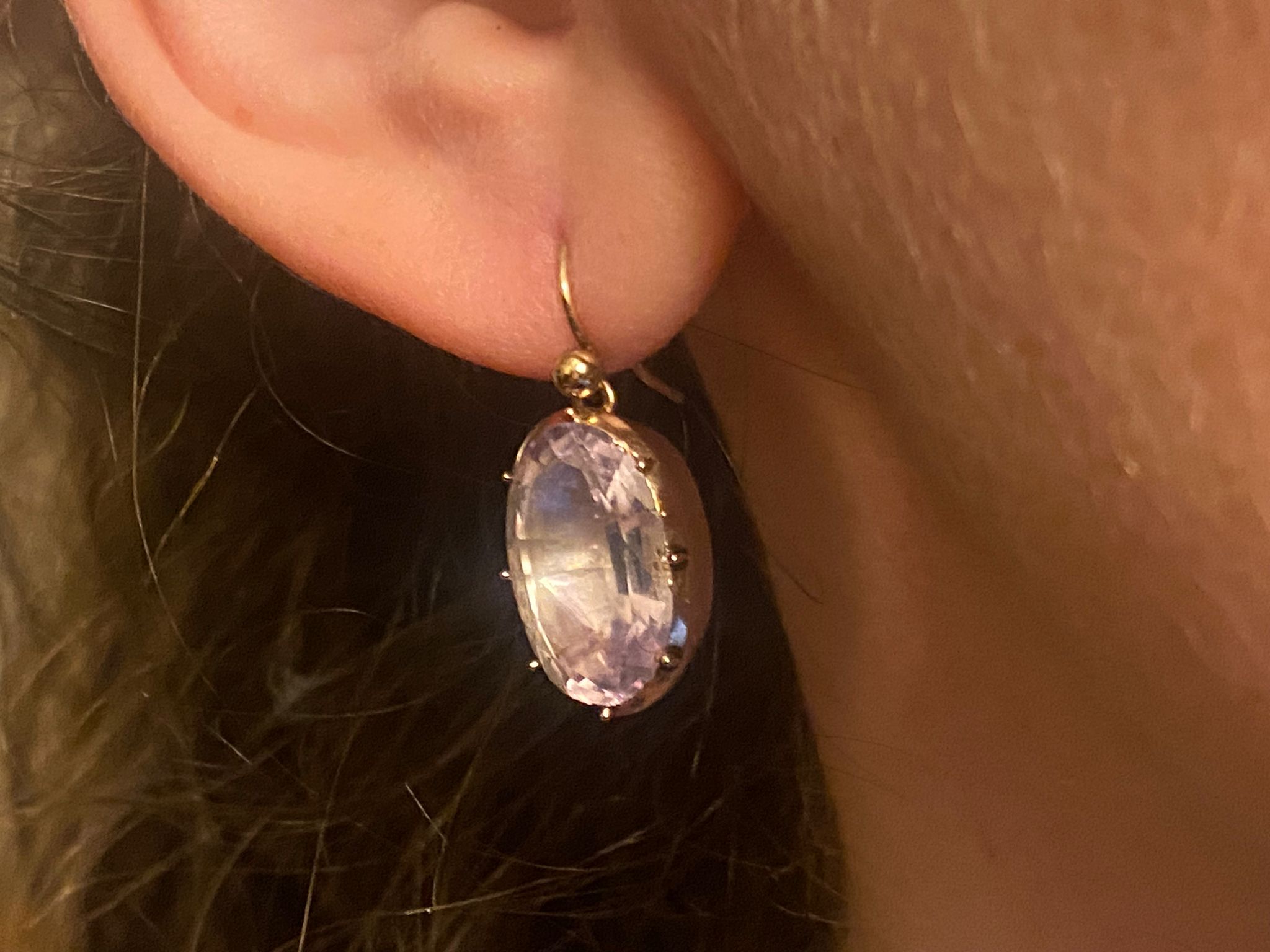 GEORGIAN c1780-90 FOILED PINK AMETHYST & 15ct ROSE GOLD DROP DANGLE DORMEUSE EARRINGS - Image 4
