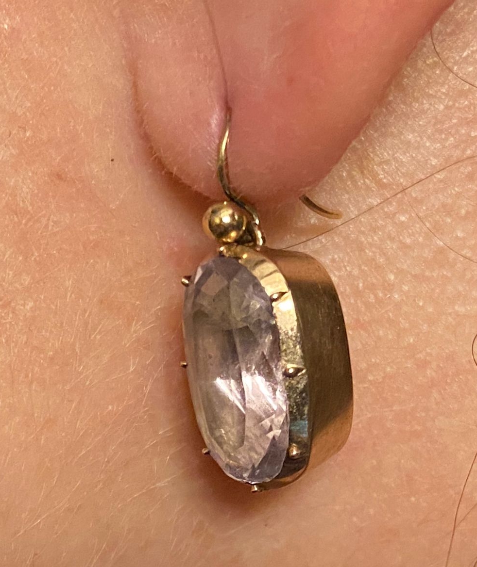 GEORGIAN c1780-90 FOILED PINK AMETHYST & 15ct ROSE GOLD DROP DANGLE DORMEUSE EARRINGS - Image 7