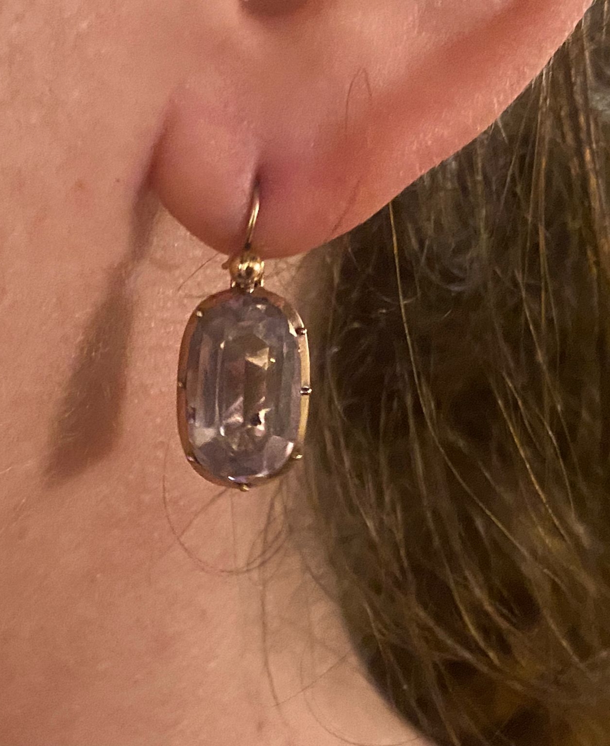 GEORGIAN c1780-90 FOILED PINK AMETHYST & 15ct ROSE GOLD DROP DANGLE DORMEUSE EARRINGS - Image 5