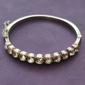 GEORGIAN - VICTORIAN FRENCH SILVER & FOILED DIAMOND PASTE RIVIÈRE BANGLE/BRACELET 19th CENTURY ANTIQUE